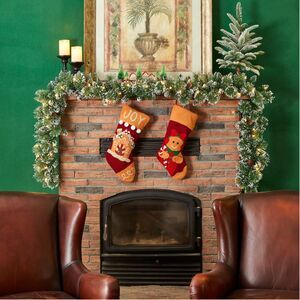 Two Glitzhome 6' Timer Pre-Lit Frosted Greenery Pinecones Christmas Garlands EUC